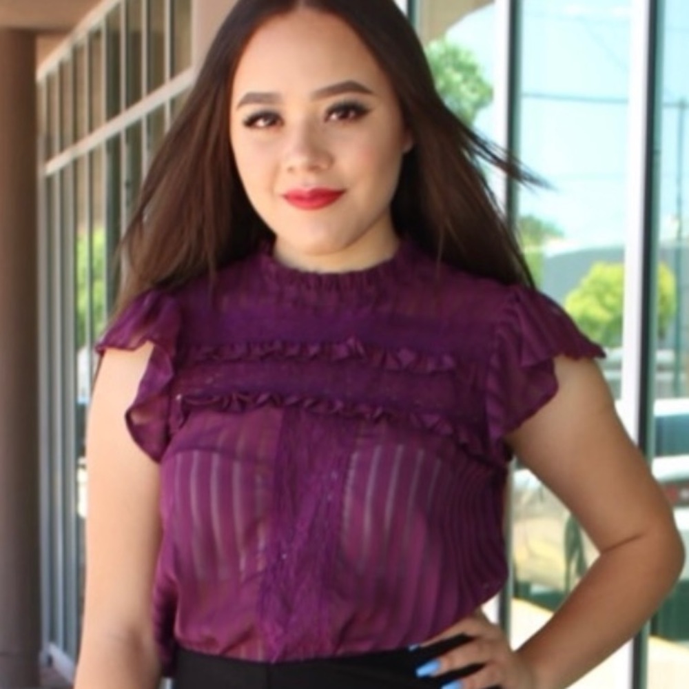 Purple Sheer Special Occasion Top NWT